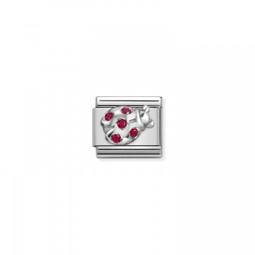 Ladybug - Silver and red CZ