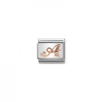 Letter A - Rose Gold With CZ