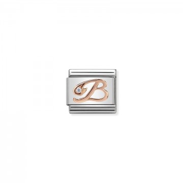 Letter B - Rose Gold With CZ