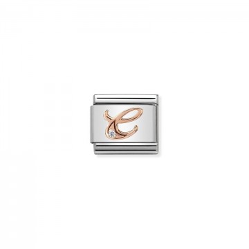 Letter C - Rose Gold With CZ