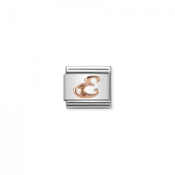 Letter E - Rose Gold With CZ
