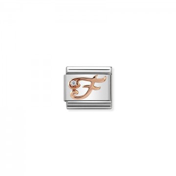 Letter F - Rose Gold With CZ