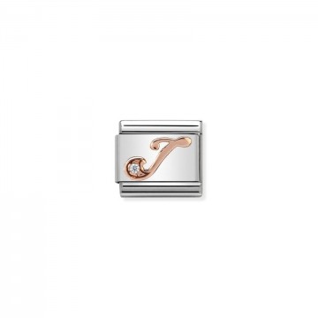 Letter J - Rose Gold With CZ