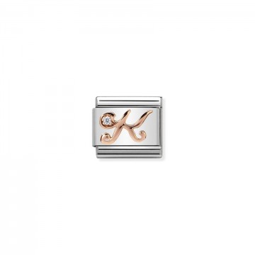 Letter K - Rose Gold With CZ