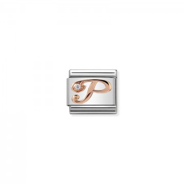 Letter P - Rose Gold With CZ